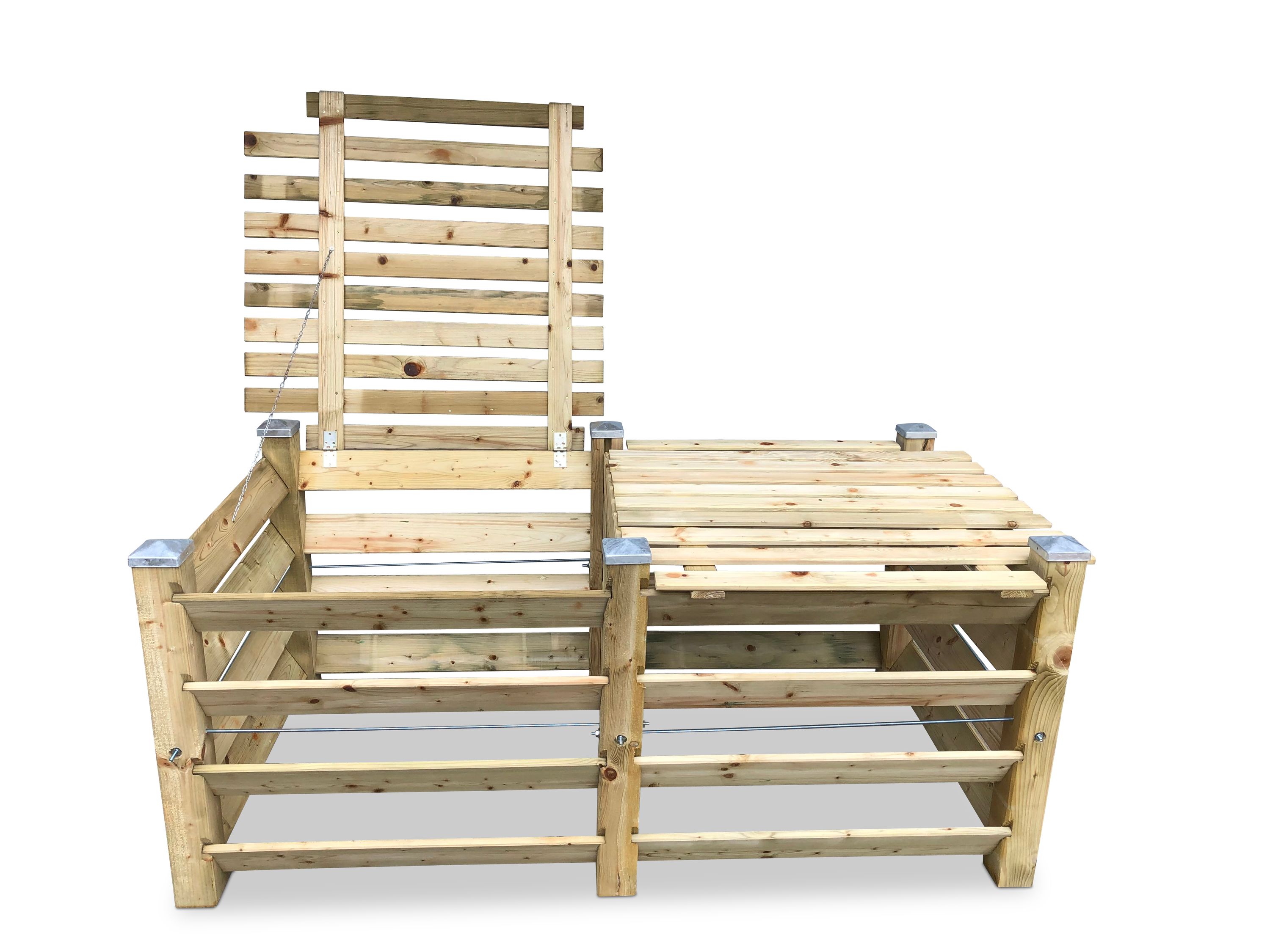 ECO Doppel-Komposter Brettkomposter aus Holz mit Deckeln und 6 Kappen ca 1300 L 